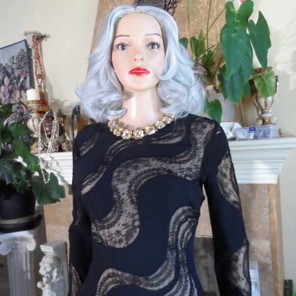 Stella McCartney Black Cocktail Dress w/Lace Inserts Detail Size S - Picture 6 of 16